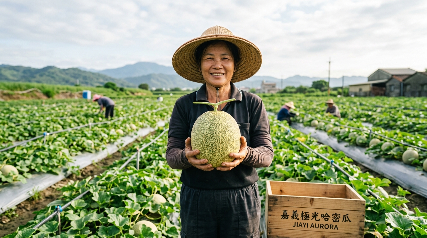 哈密瓜剖面與營養成分示意圖
