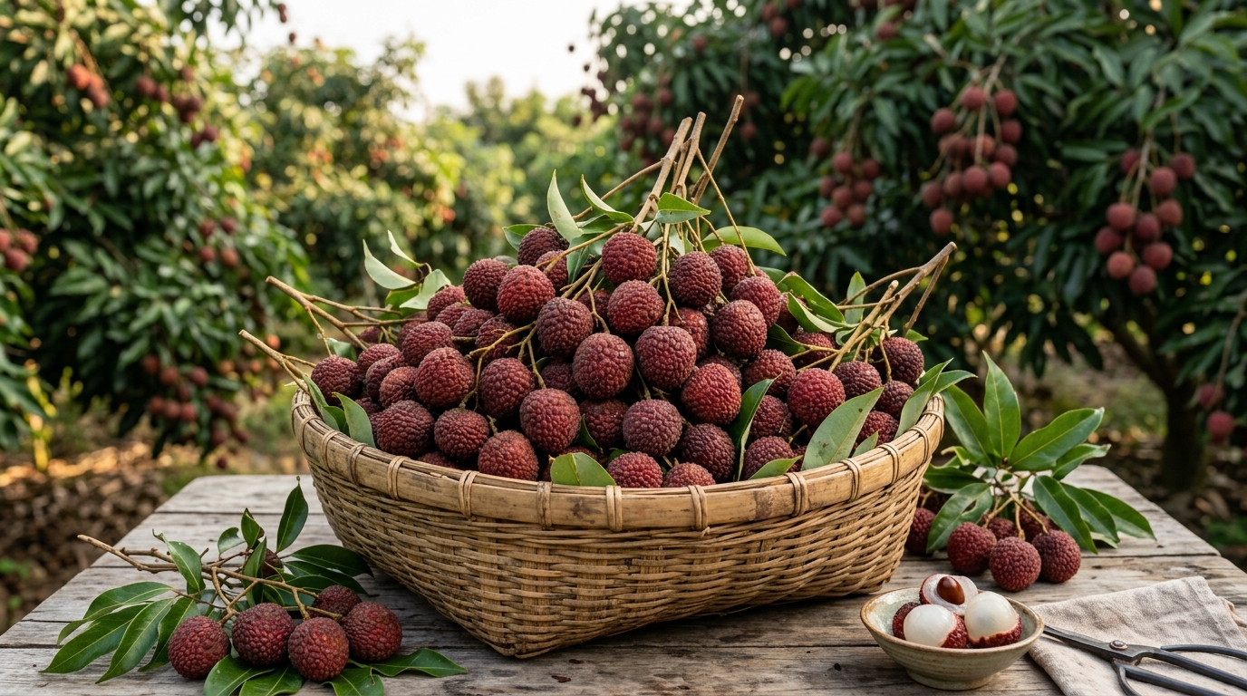 黑葉荔枝果籃照片