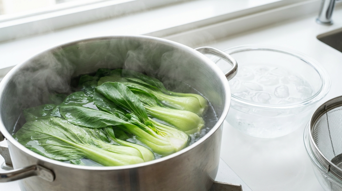 川燙新鮮青江菜過程