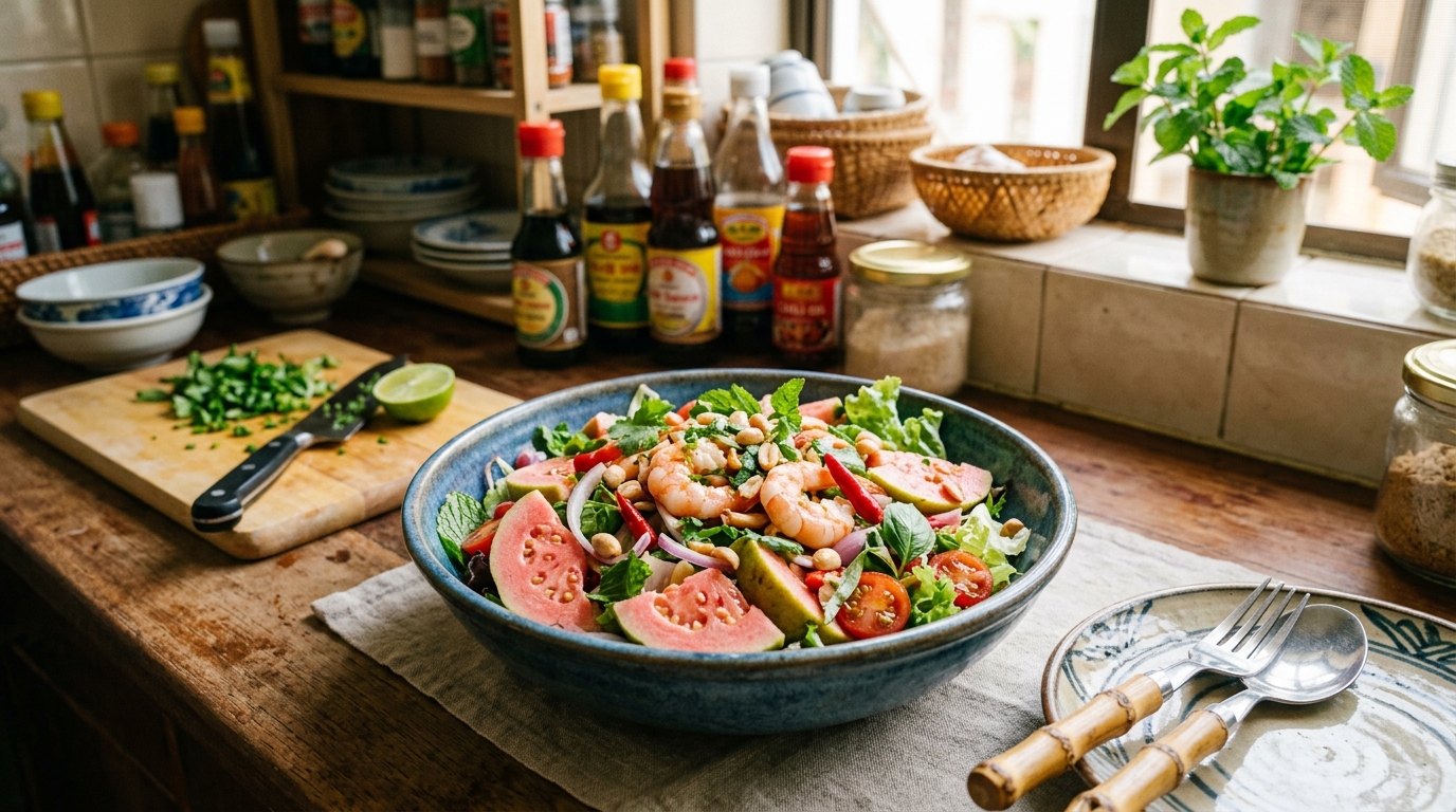 芭樂鮮蝦沙拉居家料理