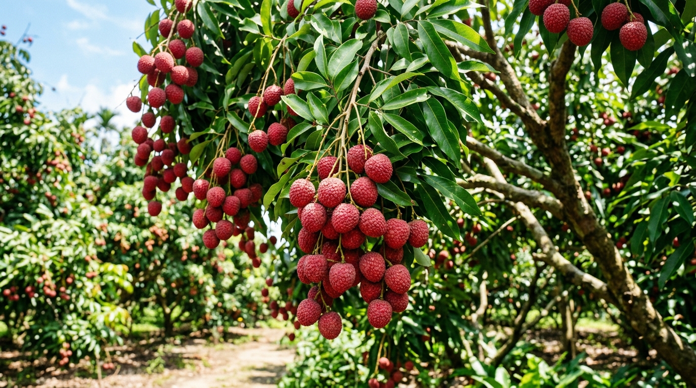 台灣荔枝樹成串結果